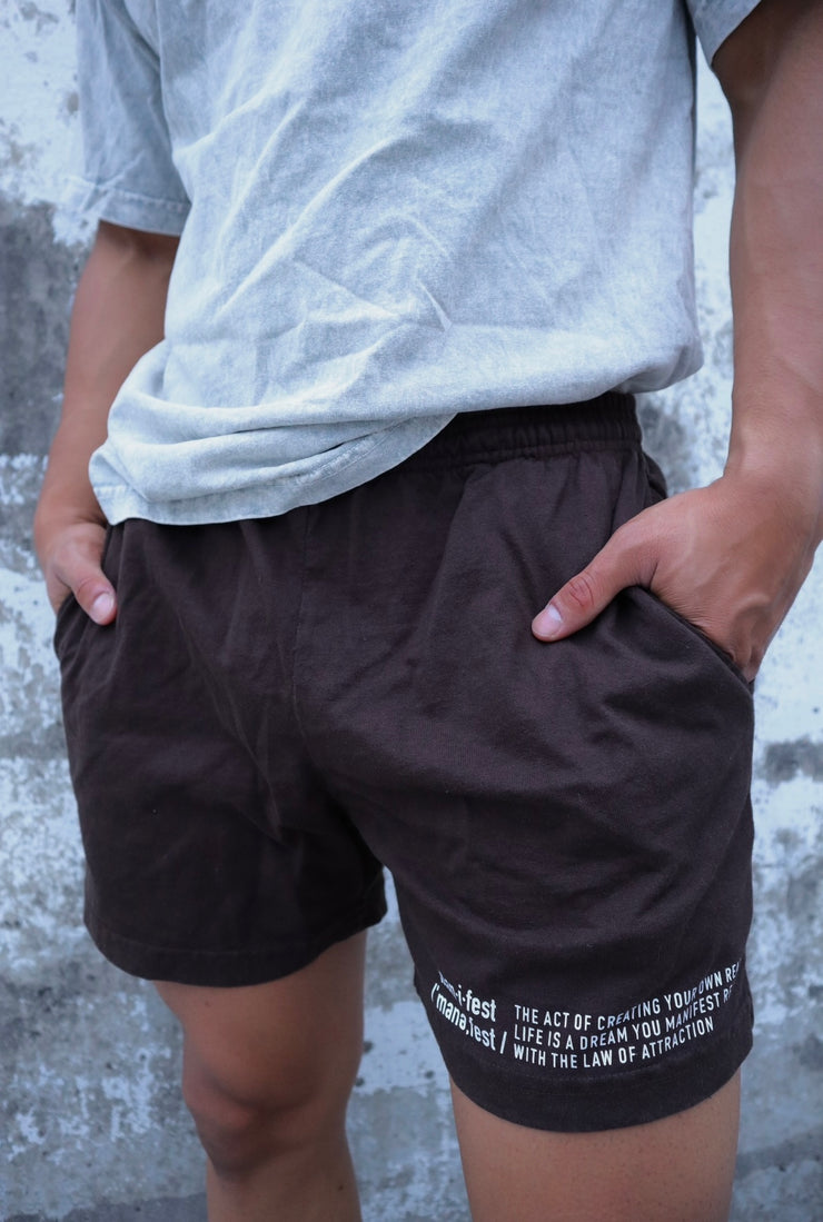 Manifest Unisex Jersey Gym Short - Chocolate