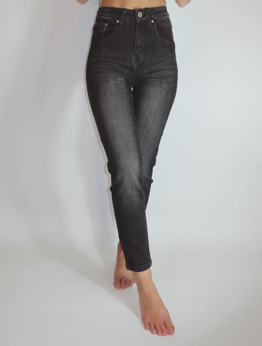 High Rise Cropped Denim - Faded Black