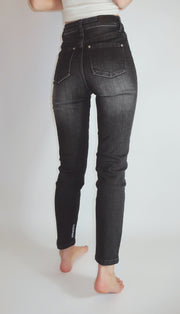 High Rise Cropped Denim - Faded Black