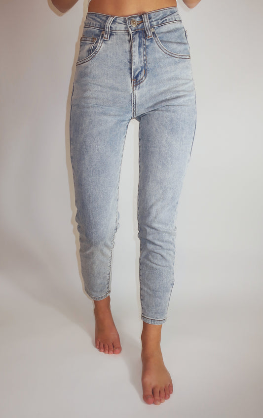 High Rise Cropped Denim - Ocean Blue